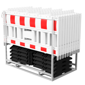 SET | with 20 panel fences | and 21 base plates | on multi-pallet | with lamp adapter | with red/white foil, type RA2/B | type of barrier NOX LIGHT white
